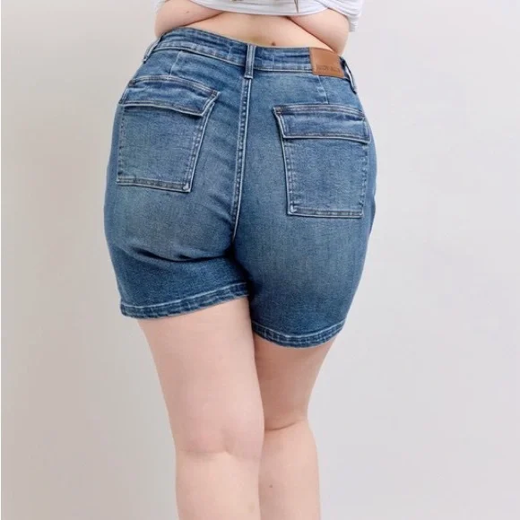 Judy Blue Full Size High Rise Denim Shorts - Picture 8 of 9